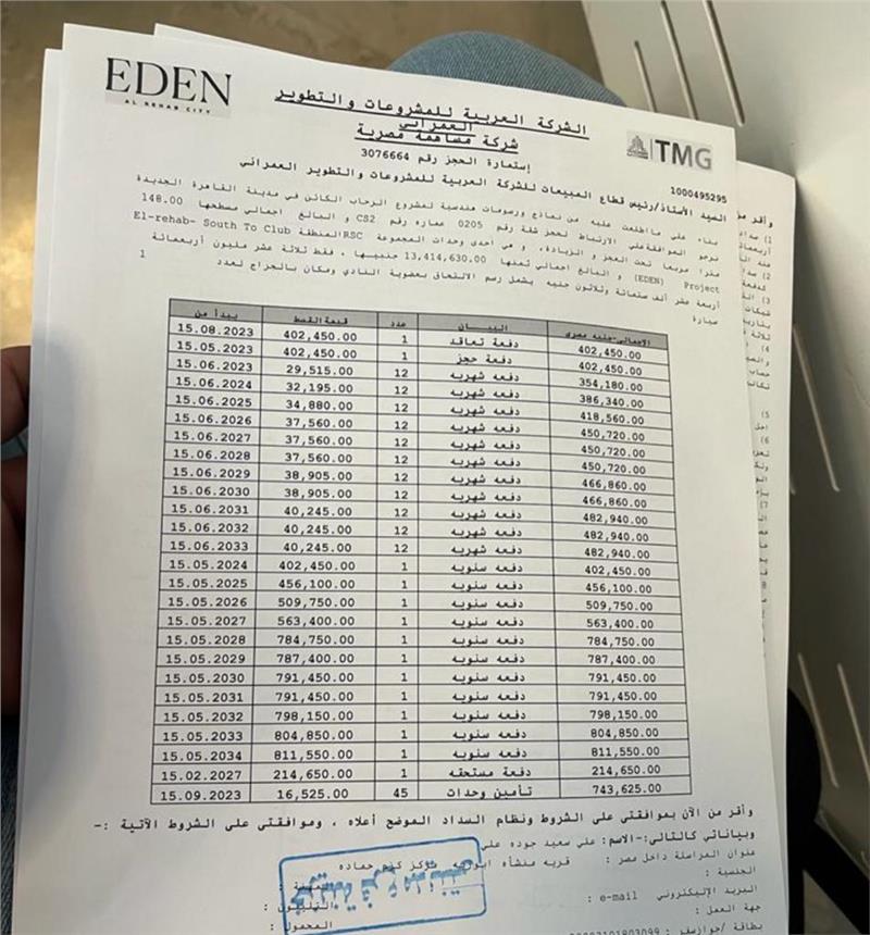 شقة فى مدينة الرحاب  148 م2 شرقى للبيع تقسيط كود 48738