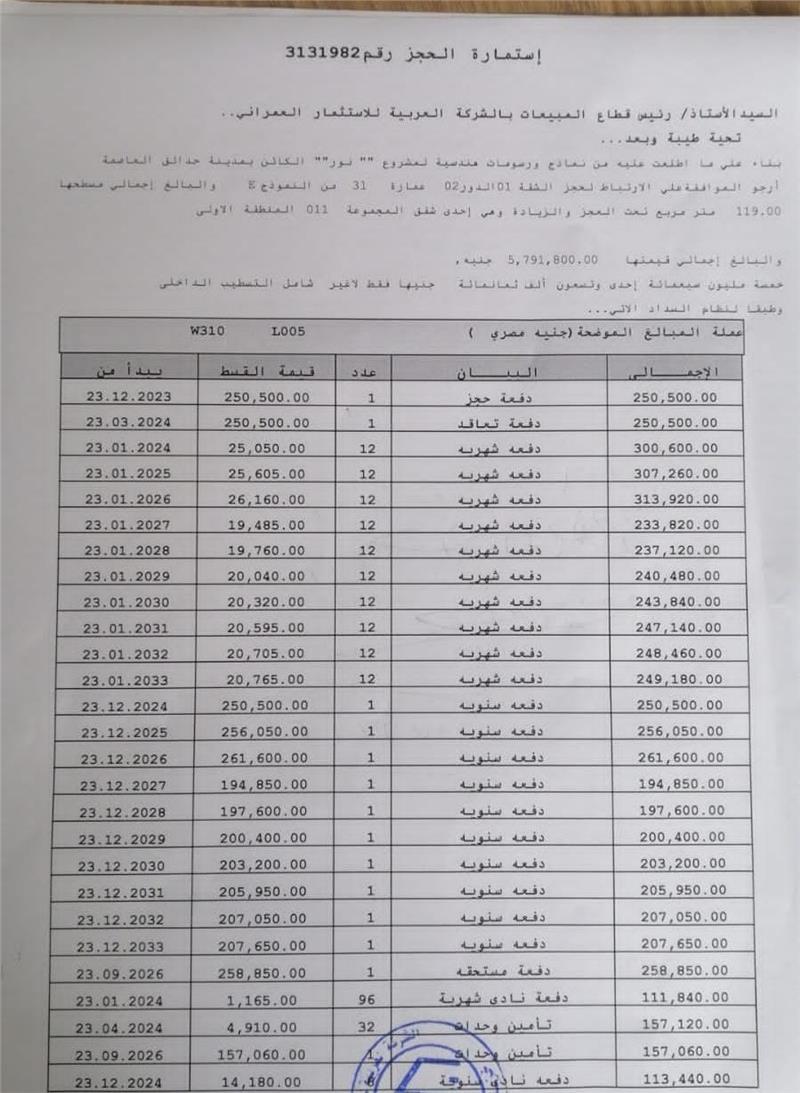 شقة فى مشروع نور - حدائق العاصمة الادارية 119 م2 بحري وشرقي للبيع تقسيط كود 49941