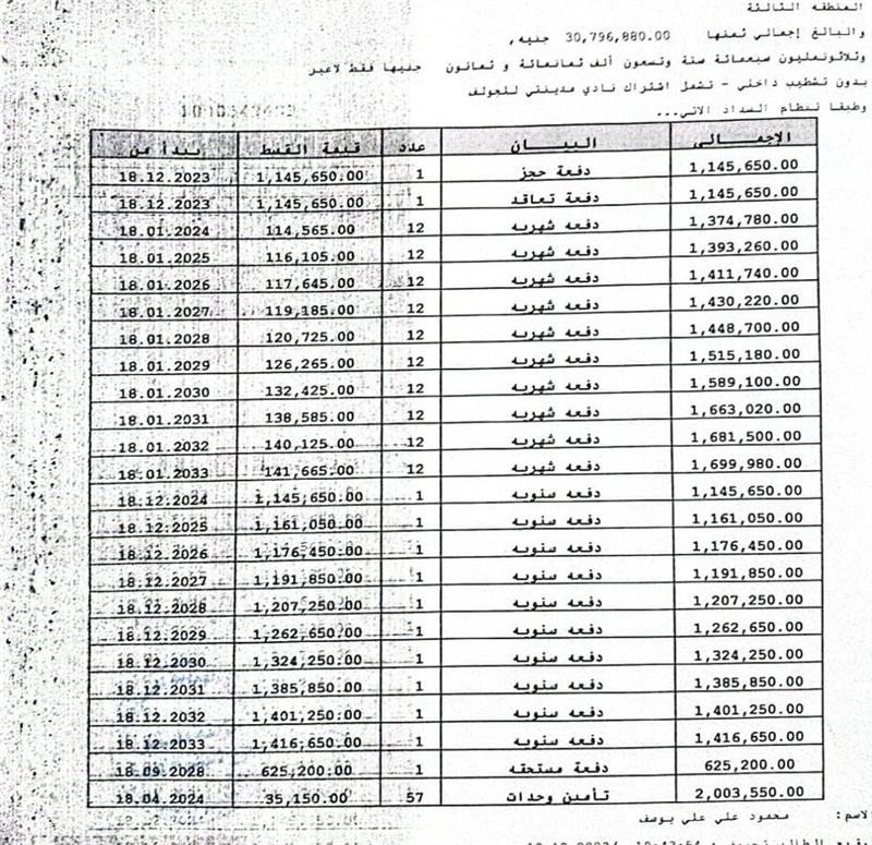 فيلا فى مدينتى  338 م2 قبلى للبيع تقسيط كود 50067