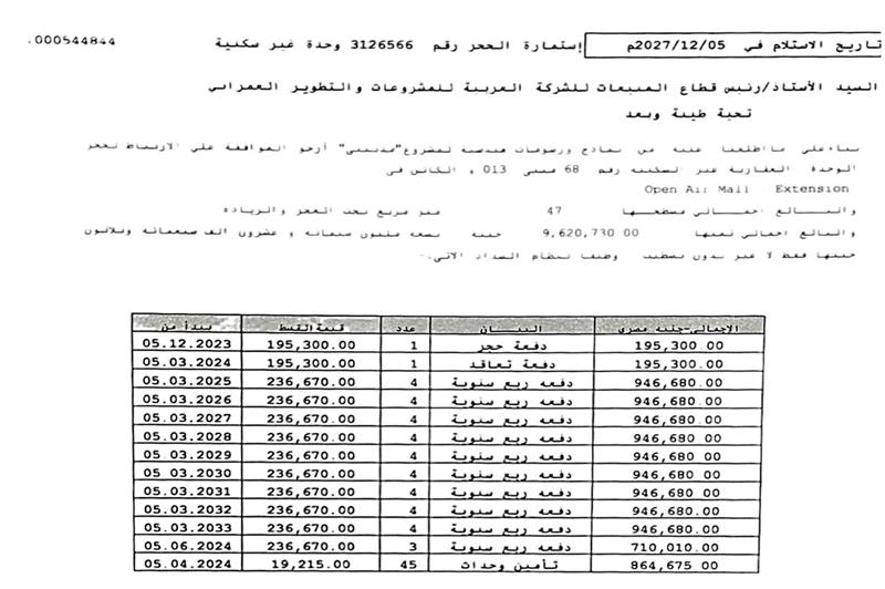عيادة طبية فى مدينتى  47 م2 للبيع تقسيط كود 50261