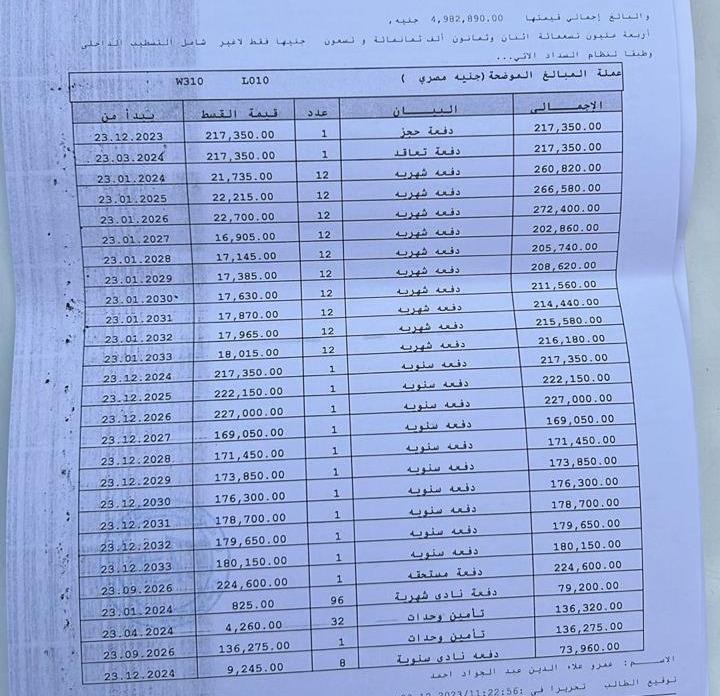 شقة فى مشروع نور - حدائق العاصمة الادارية 98 م2 بحري وغربي للبيع تقسيط كود 50373