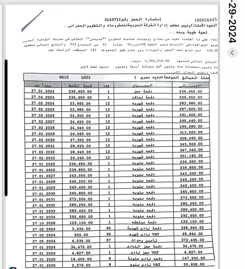 شقة فى مدينتى  109 م2 بحرى للبيع تقسيط كود 50426