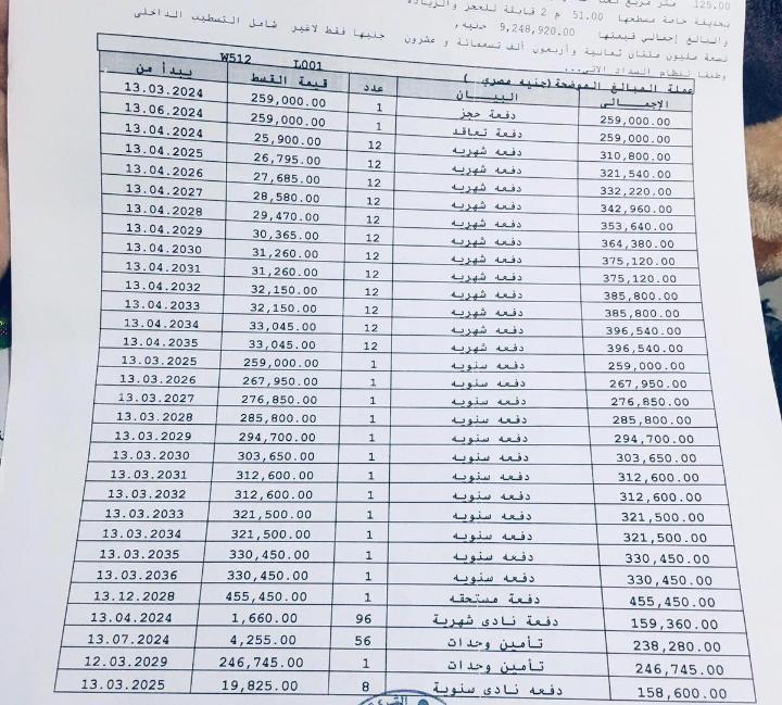 شقة فى مشروع نور - حدائق العاصمة الادارية 125 م2 شرقى للبيع تقسيط كود 50516