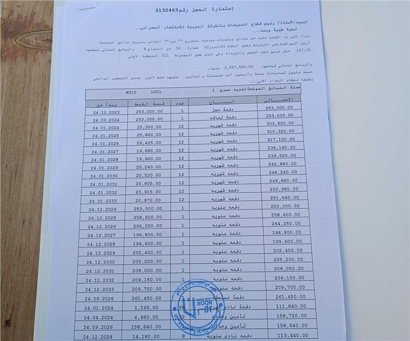 شقة فى مشروع نور - حدائق العاصمة الادارية 127 م2 غربي وقبلي للبيع تقسيط كود 50555