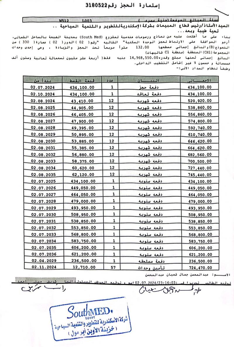 شالية فى الساحل الشمالى 132 م2 بحرى للبيع تقسيط كود 51886