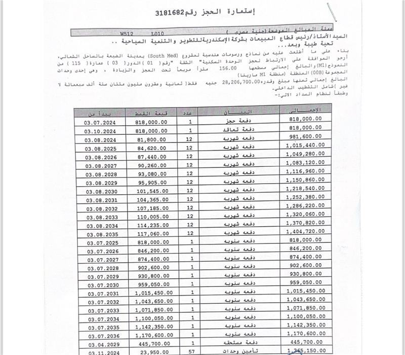 شالية فى ساوث ميد 156 م2 بحرى للبيع تقسيط كود 52020