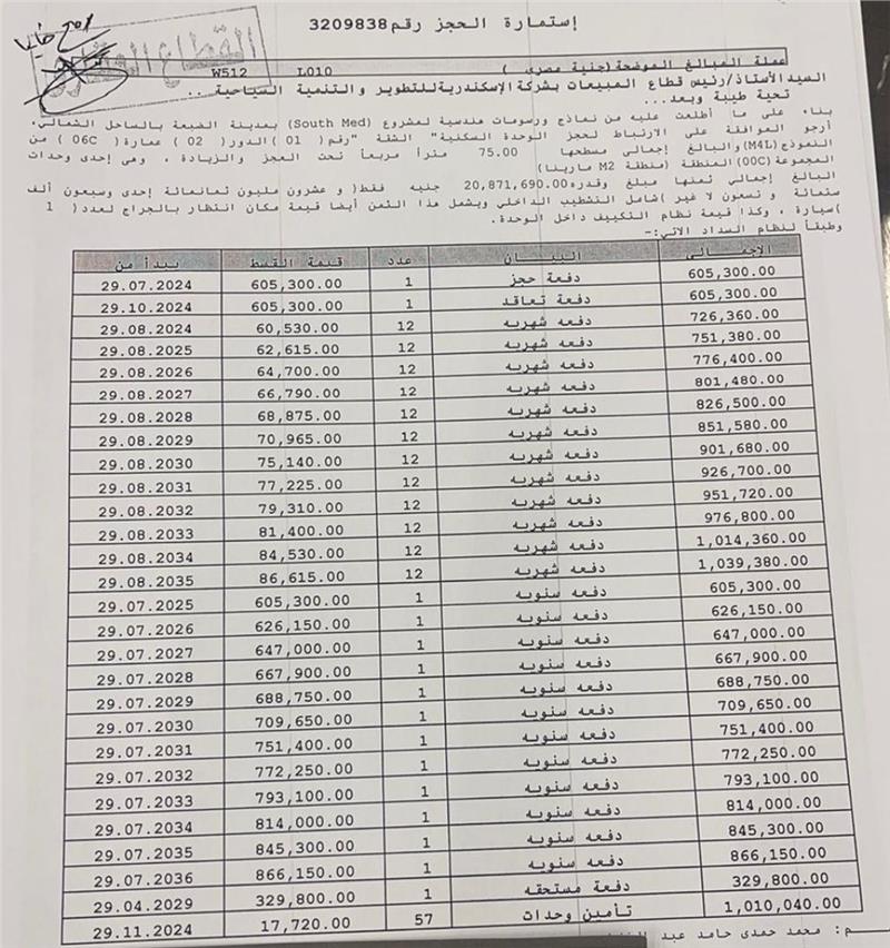 شالية فى ساوث ميد 75 م2 بحرى للبيع تقسيط كود 52029