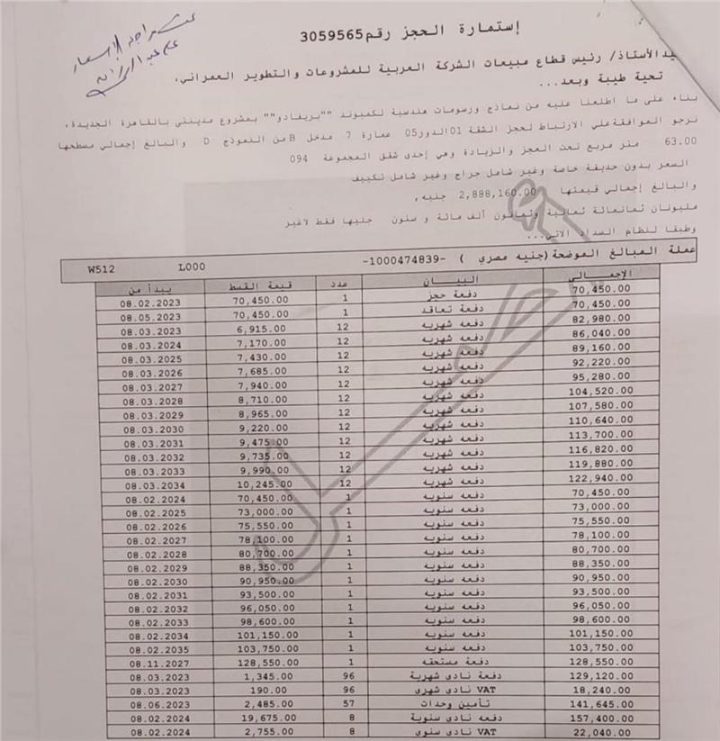 شقة فى مدينتى  63 م2 غربى للبيع تقسيط كود 52280