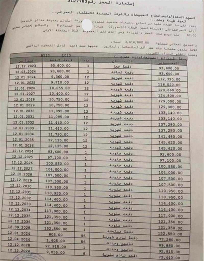 شقة فى مشروع نور - حدائق العاصمة الادارية 67 م2 للبيع تقسيط كود 52480