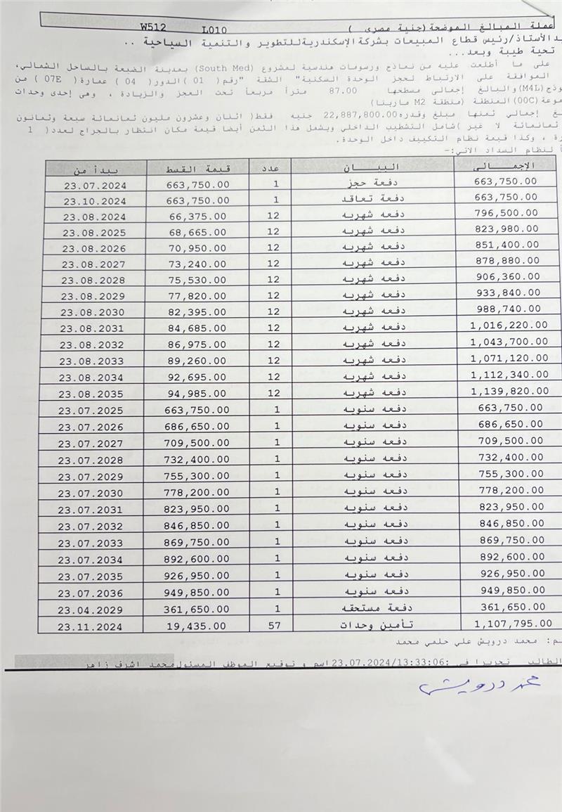 شالية فى ساوث ميد 87 م2 بحرى للبيع تقسيط كود 52495