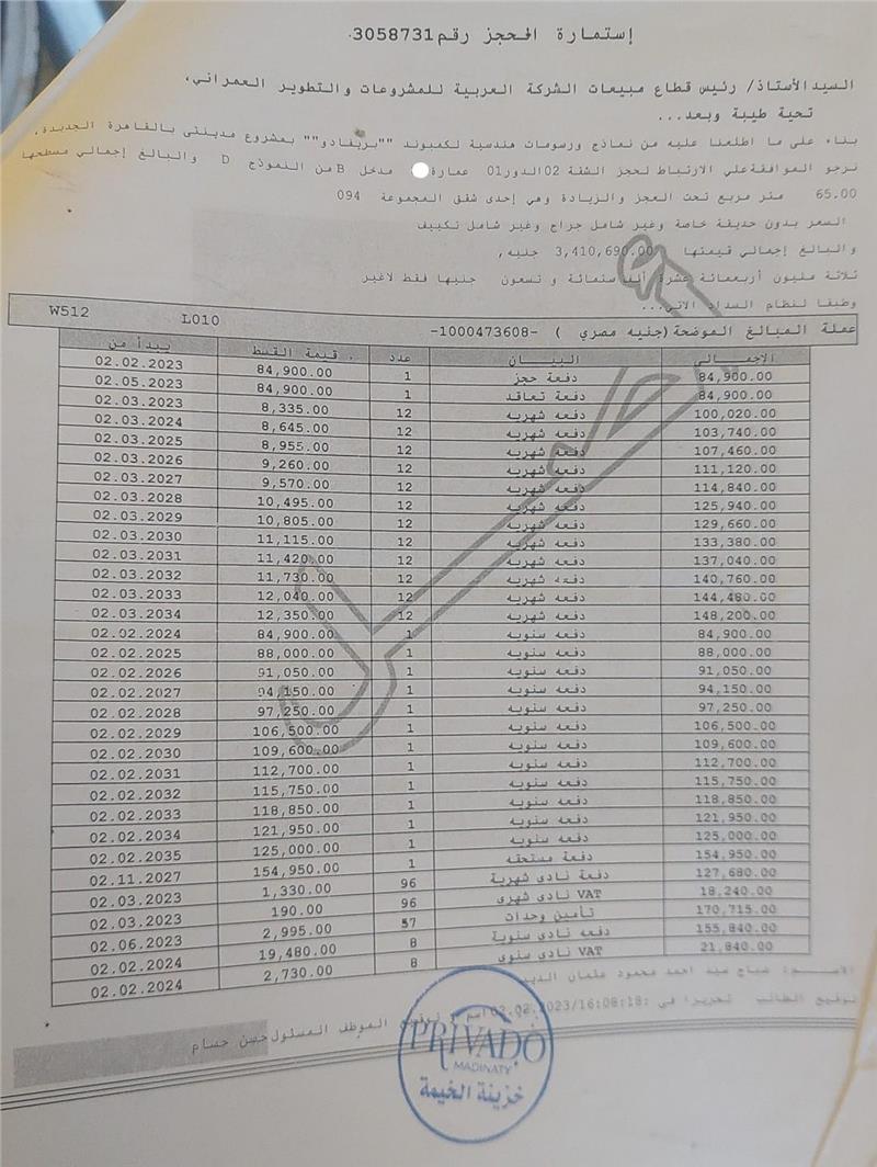 شقة فى مدينتى  65 م2 غربى للبيع تقسيط كود 52790