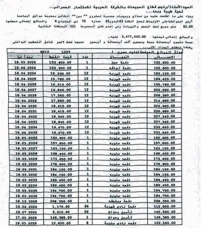 شقة فى مشروع نور - حدائق العاصمة الادارية 82 م2 غربى للبيع تقسيط كود 52979