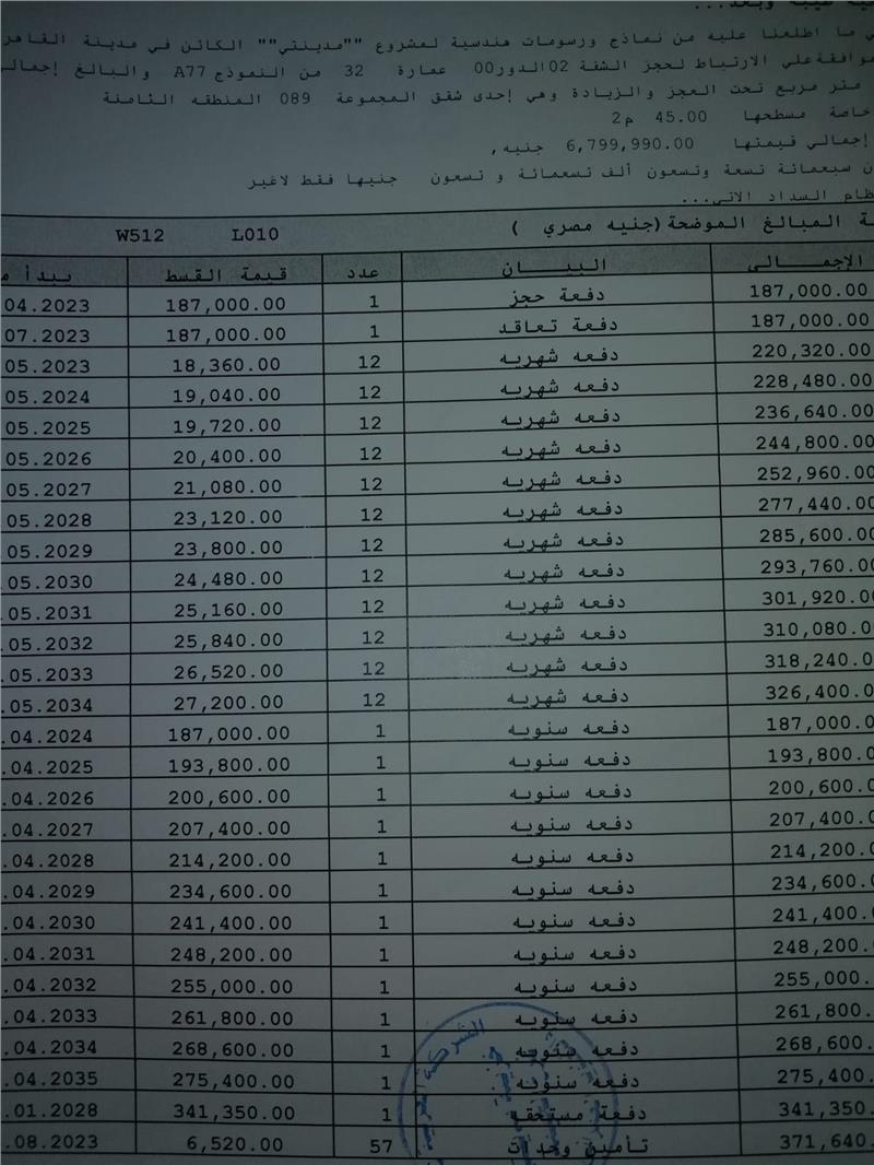 شقة فى مدينتى  120 م2 غربي وقبلي للبيع تقسيط كود 53176