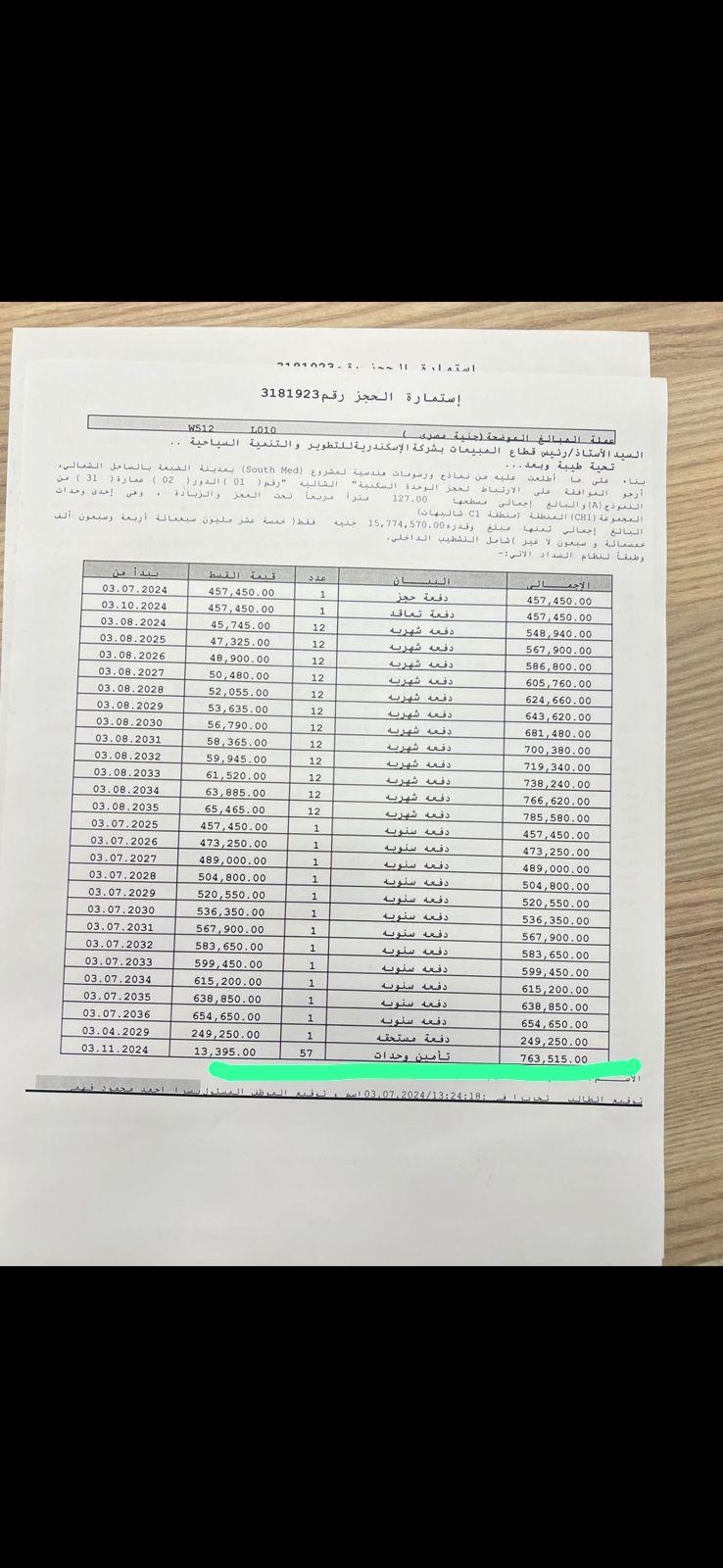 شالية فى ساوث ميد 127 م2 بحرى للبيع تقسيط كود 53188