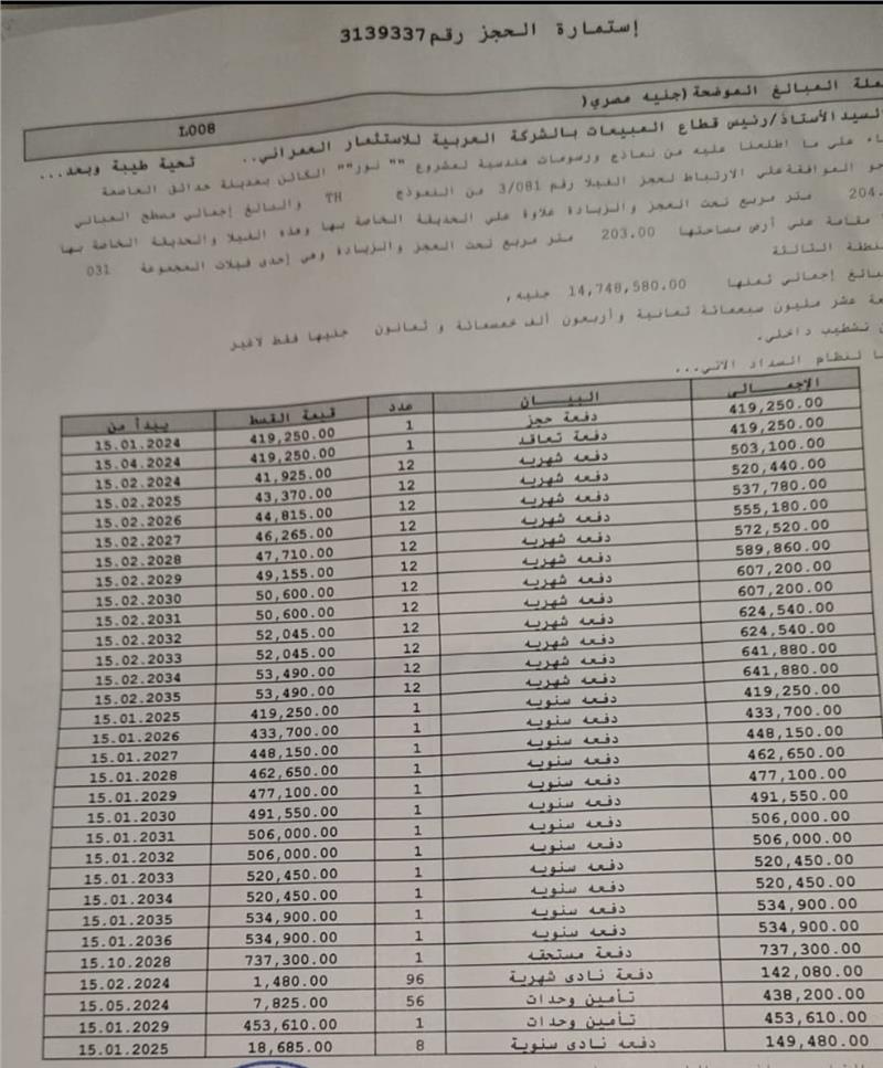 فيلا فى مشروع نور - حدائق العاصمة الادارية 203 م2 بحري و قبلي للبيع تقسيط كود 53219