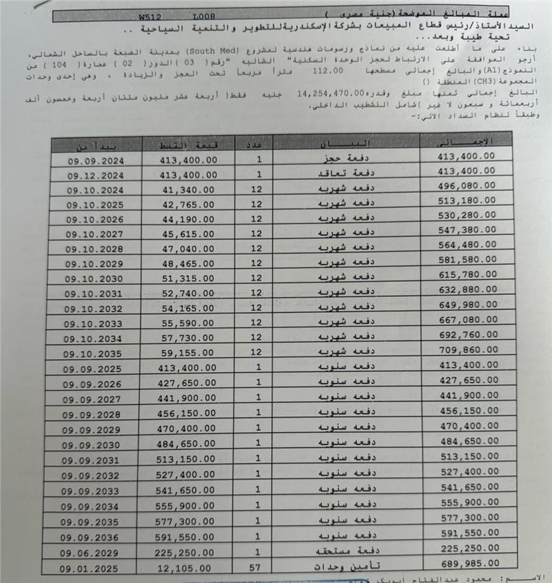 شالية فى ساوث ميد 112 م2 شرقى للبيع تقسيط كود 53376