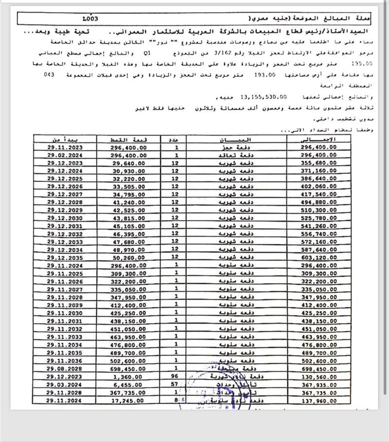 فيلا فى مشروع نور - حدائق العاصمة الادارية 200 م2 بحرى للبيع تقسيط كود 53456