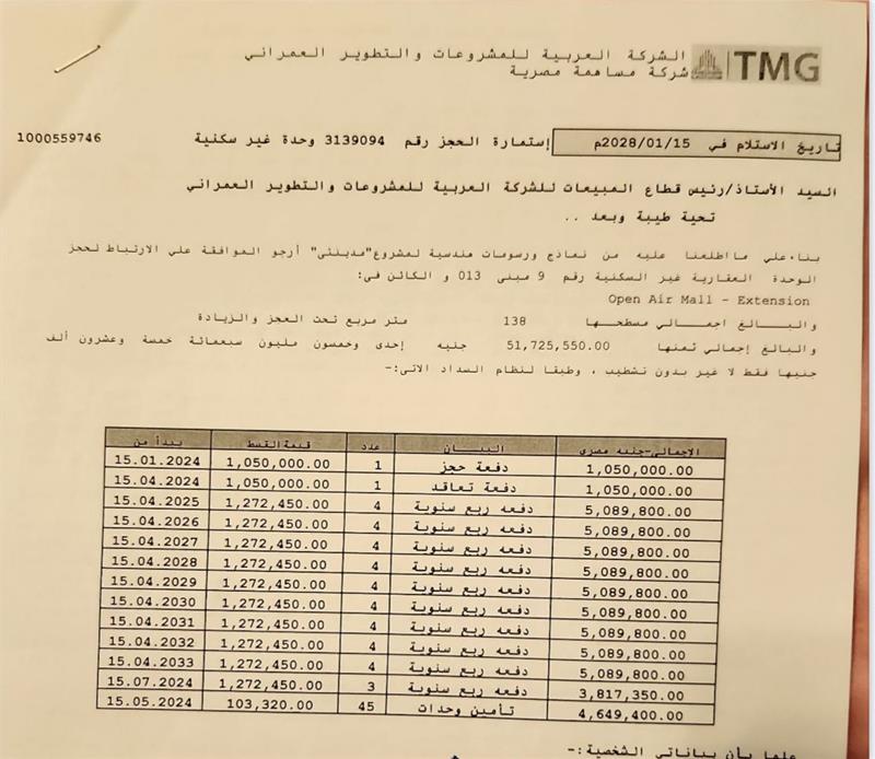 محل تجارى فى مدينتى  138 م2 للبيع تقسيط كود 53730