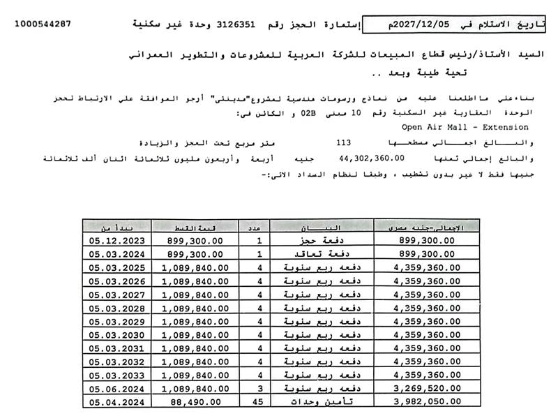 محل تجارى فى مدينتى  113 م2 للبيع تقسيط كود 53800
