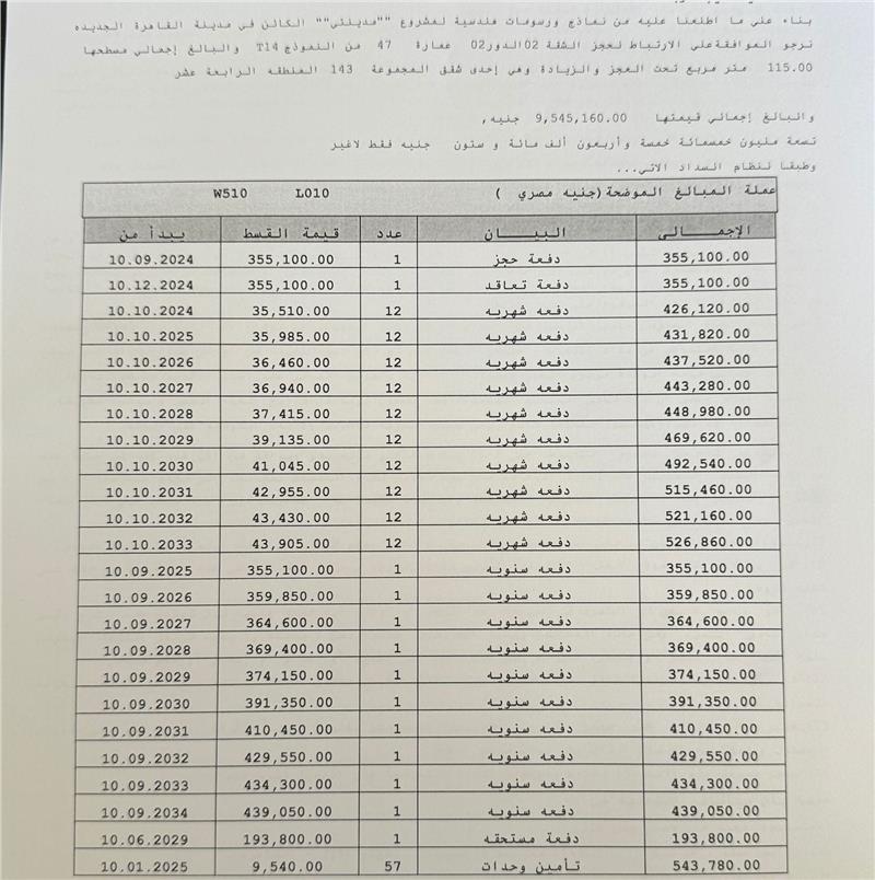 شقة فى مدينتى  116 م2 بحرى للبيع تقسيط كود 53838