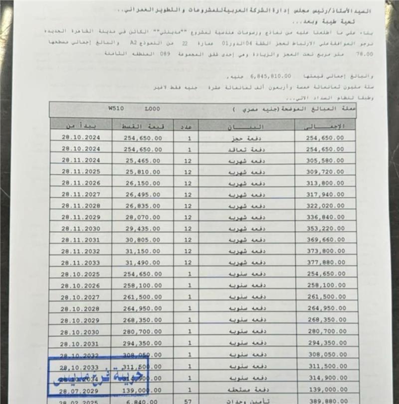 شقة فى مدينتى  77 م2 شرقى للبيع تقسيط كود 53845