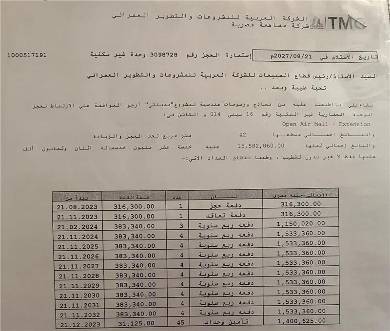 محل تجارى فى مدينتى  42 م2 للبيع تقسيط كود 53899
