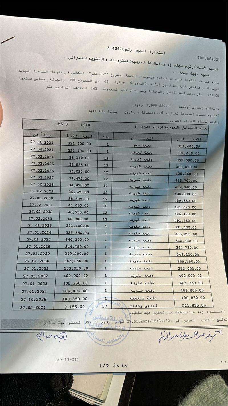 شقة فى مدينتى  140 م2 غربى للبيع تقسيط كود 54067