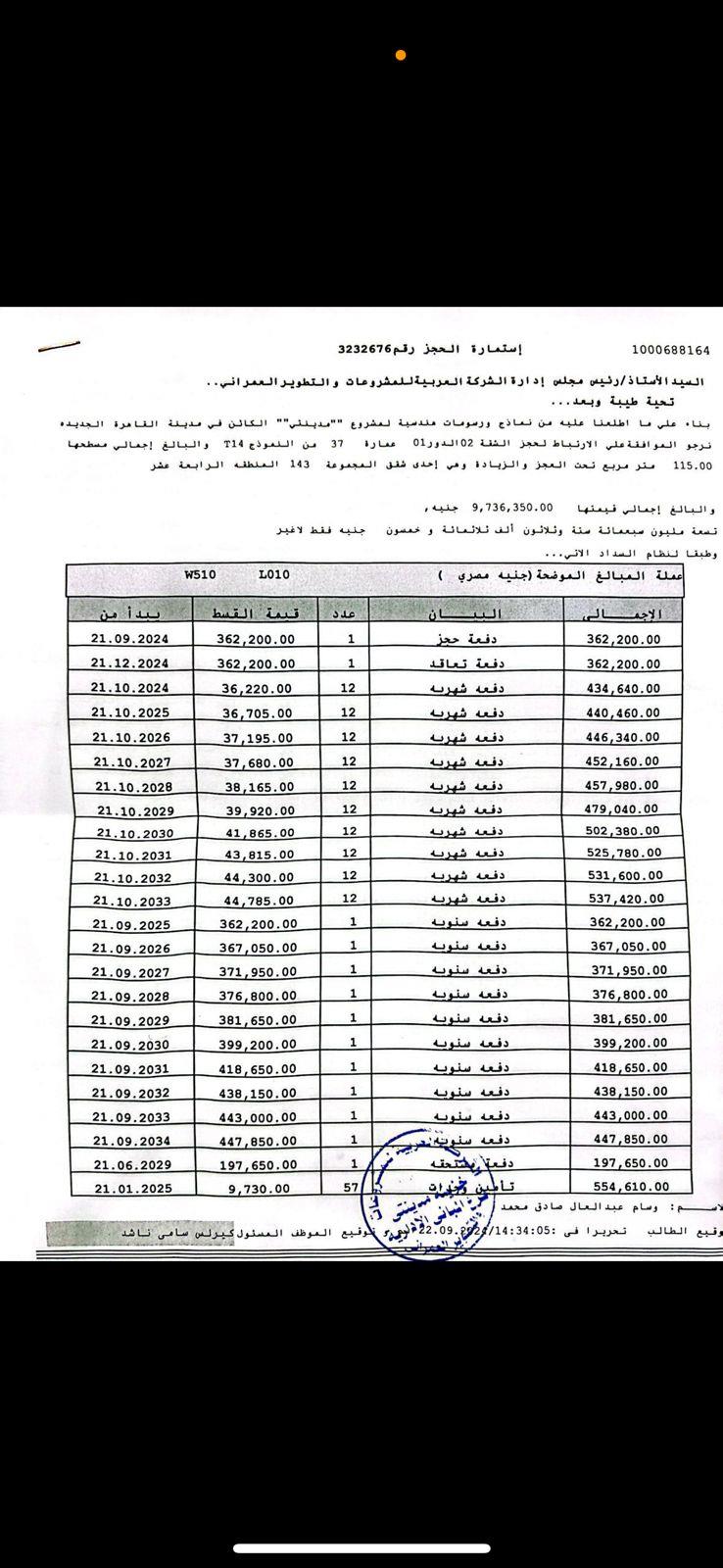 شقة فى مدينتى  115 م2 بحري وغربي للبيع تقسيط كود 54435