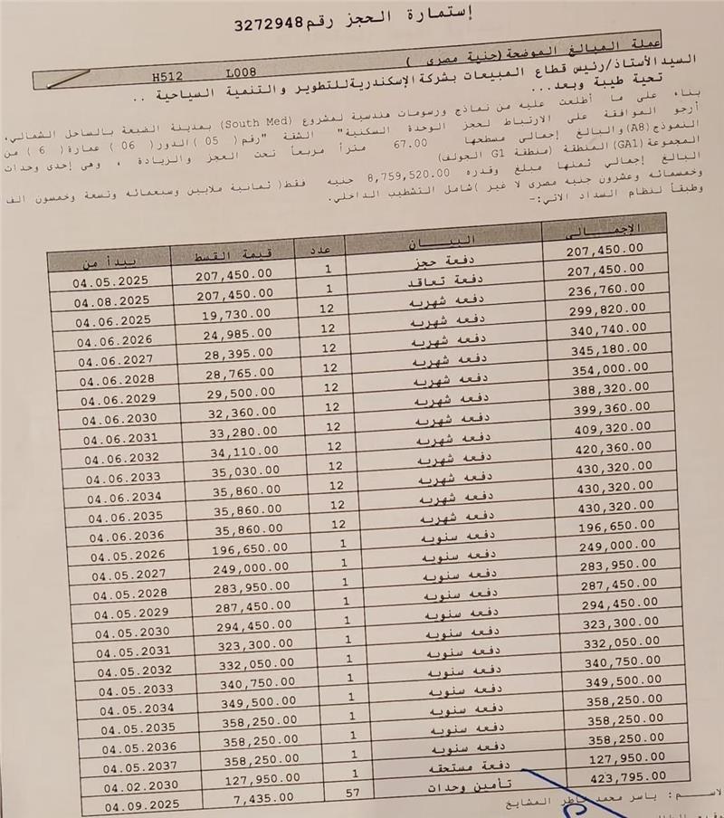شالية فى ساوث ميد 67 م2 للبيع تقسيط بحرى كود 54771