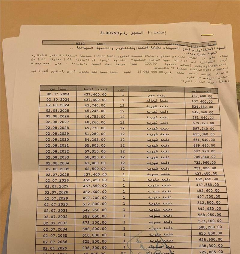 شالية فى ساوث ميد 133 م2 بحري وغربي للبيع تقسيط كود 54784