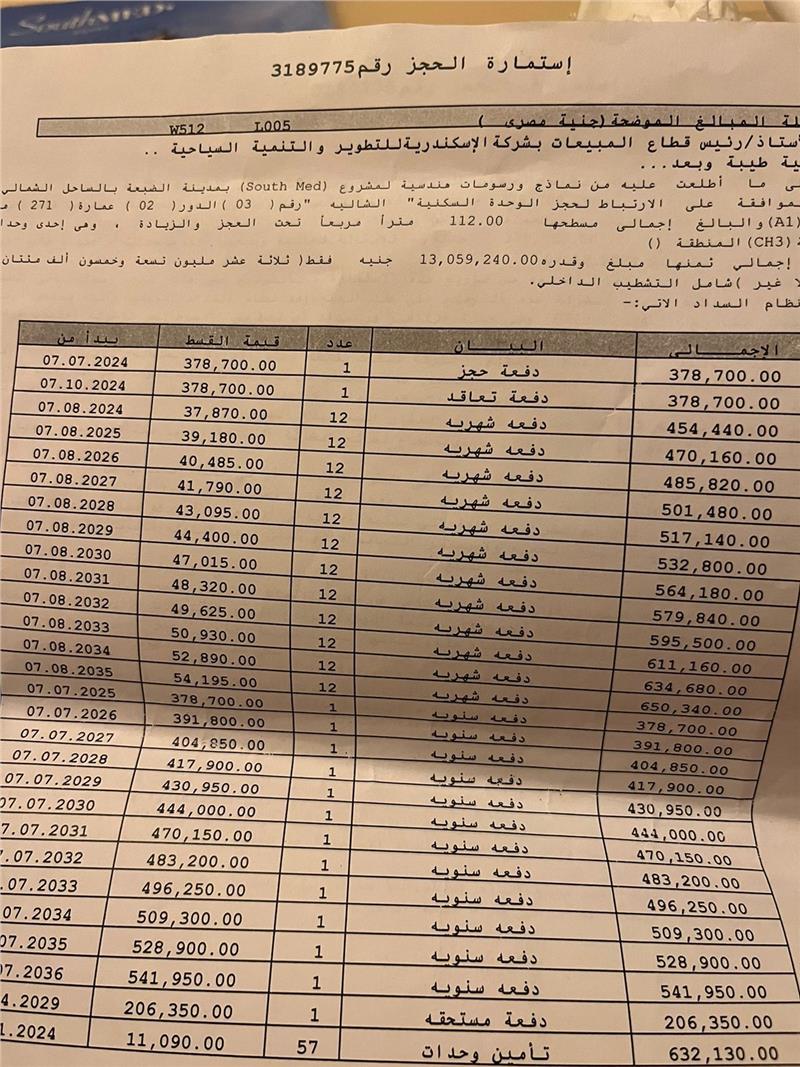 شالية فى ساوث ميد 112 م2 للبيع تقسيط كود 54852