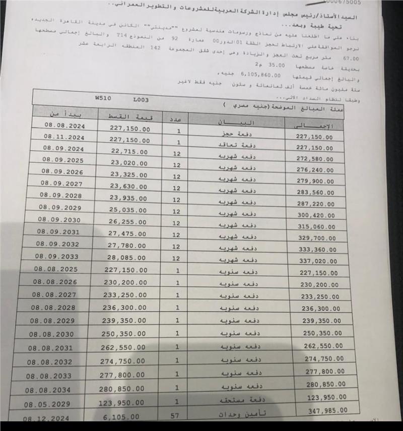 شقة فى مدينتى  67 م2 غربى للبيع تقسيط كود 54858