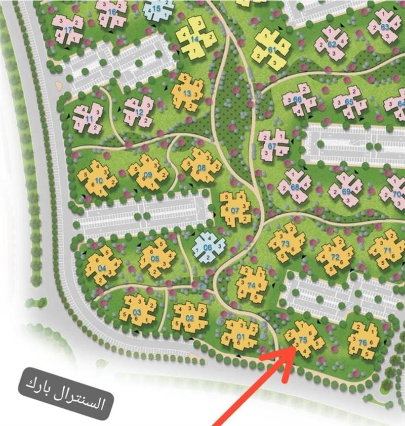 شقة فى مشروع نور - حدائق العاصمة الادارية 82 م2 قبلى للبيع تقسيط كود 55129