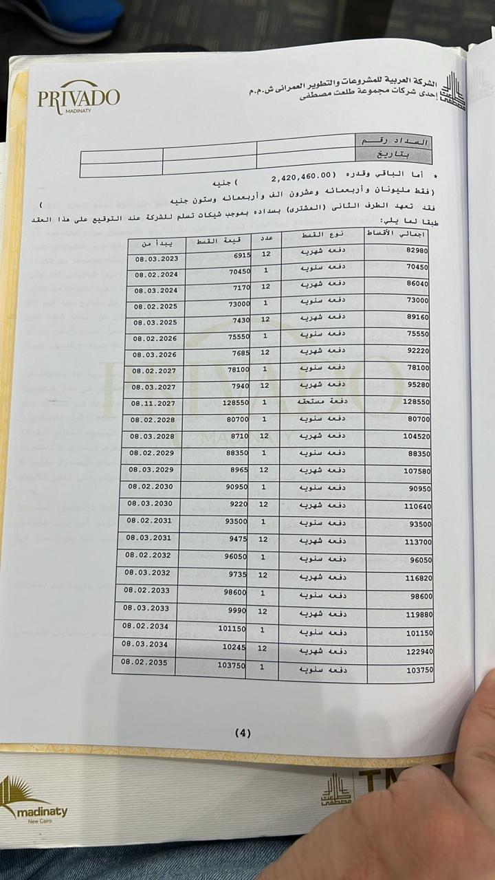 شقة فى مدينتى  63 م2 بحرى للبيع تقسيط كود 55255